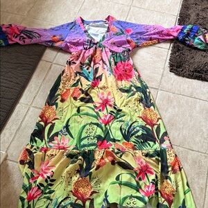 SHEIN Vibrant Floral Long Sleeve Dress